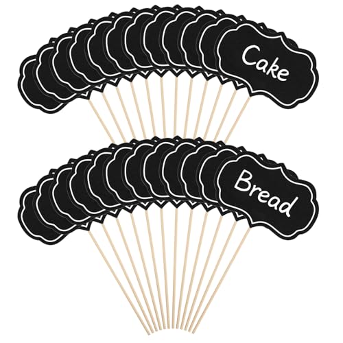 Fähnchen Zum Beschriften Buffet 24 Stück Schwarz Buffet Schilder Käse Marker Fähnchen, Kuchen Lebensmittel Dekoration Message Board für Alle Arten von Events Party Kuchen Lebensmittel Dekoration von Abeillo