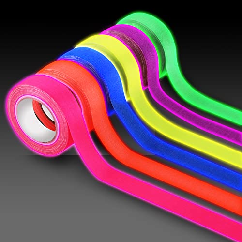 Abeillo 6 Rollen Neon Klebeband Leuchtendes 5 m x 10 mm Fluoreszierendes Klebeband Gaffer Tape 6 Farben Fluorescent Leuchtband Reflektierend Bänder für Partydeko Halloween Handwerk Weihnachtsdeko von Abeillo