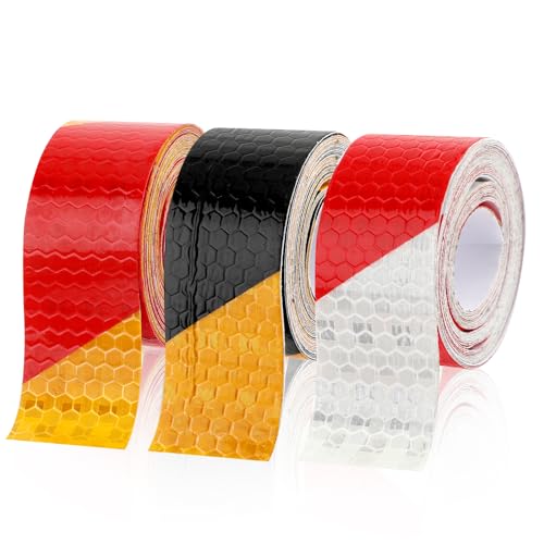 Abeillo Reflektorband Selbstklebend, 3 Rollen Reflektierendes Klebeband für den Außenbereich, Wasserdichtes Reflektierendes Warnband, Reflektor Aufkleber von Abeillo