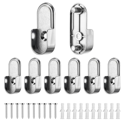 Ovale Schrankstangen-Endstützen, Metall-Kleiderschrank-Halterung, Stangenhalter mit rückseitigen 6,5 mm Stiften, robuste Schrankstangenfassung, passend für ovale Stangen mit 15 x 30 mm, 8 Stück von Abeillo