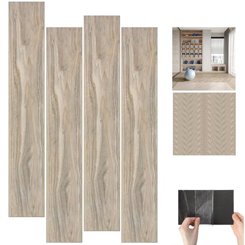 Abhpjuy PVC Bodenbelag Selbstklebend 2.0mm 36 Vinylboden 5.02m² Wasserfest & Schnellverlegung PVC Boden für Küche, Bad, Wohnzimmer | Vinyl fliesen selbstklebend (Holz Weiß) von Abhpjuy