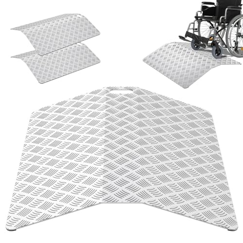Abhpjuy Türschwellenrampe Rollstuhlrampe 80cm Aluminium Schwellenramp, Rampe Rollstuhl mit Handgriff, rutschfest Bordsteinrampe für Türschwellen, Stufen von Abhpjuy