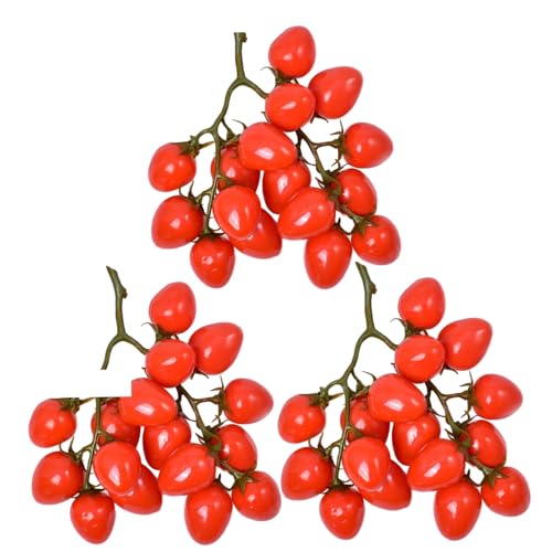 Abibiocy 3 PCs Tomatendekor, Plastik Realistische Tomaten mit Reben, verfallsicherer künstlicher Früchte für Heimküchenschrankparty Abibiocy 3 PCs Tomatendekor, Plastik Realistische Tomaten mit Reben, verfallsicherer künstlicher Früchte für Heimküchenschrankparty von Abibiocy