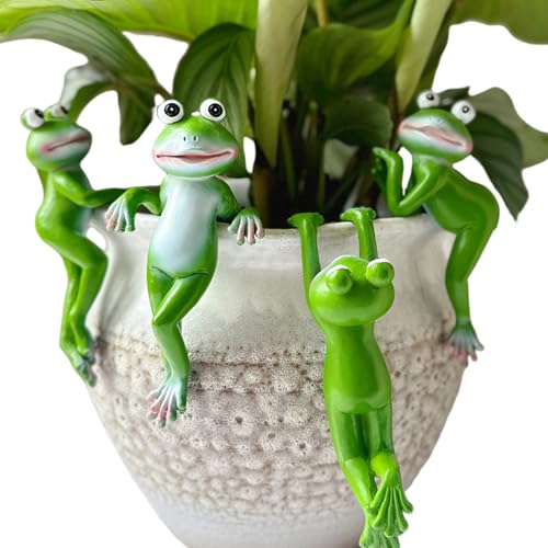 Abibiocy 4pcs Frosch Figuren Blumentopf Hugger, süße Cartoon Harz Frosch Statue Pflanzer Dekorationen für Töpfe Hausgarten Abibiocy 4pcs Frosch Figuren Blumentopf Hugger, süße Cartoon Harz Frosch Statue Pflanzer Dekorationen für Töpfe Hausgarten von Abibiocy