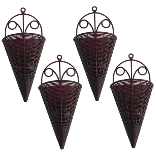 Abibiocy 4pcs kegelförmige Hängekörbe, 12 hohe Plastik Rattan Vertikalkegel Hängende Körbe für Pflanzen im Freien, dekorative Vintage -Wandpflanzenhalter für Hausgarten Balkon Abibiocy 4pcs kegelförmige Hängekörbe, 12 hohe Plastik Rattan Vertikalkegel Hängende Körbe für Pflanzen im Freien, dekorative Vintage -Wandpflanzenhalter für Hausgarten Balkon von Abibiocy