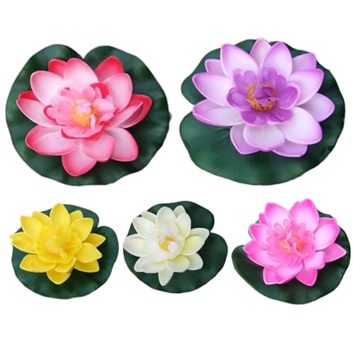 Abibiocy 5pcs Lotusblume, 5 Farben 4 Zoll Eva Künstliche Lotusblumen mit Wasserlily Pad für Hausgartenteiche Pool Aquarium Fischtank Wasserdekoration Abibiocy 5pcs Lotusblume, 5 Farben 4 Zoll Eva Künstliche Lotusblumen mit Wasserlily Pad für Hausgartenteiche Pool Aquarium Fischtank Wasserdekoration von Abibiocy