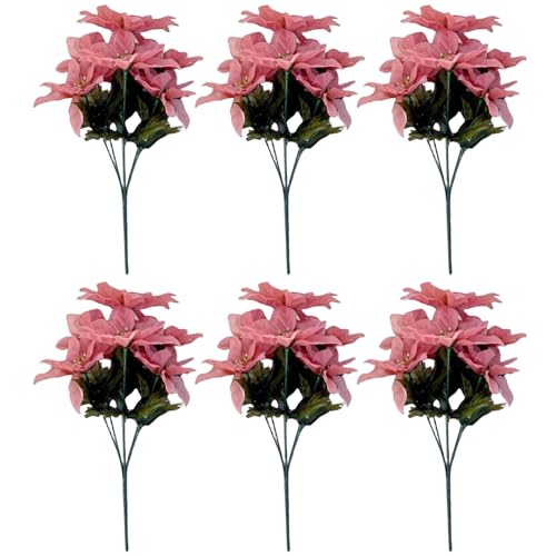 Abibiocy 6pcs Poinsettia Flowers künstlich, 7-köpfige und 13 Zoll Faux Christmas Flowers, Wohnkultur für Urlaub Hochzeitsfeier Abibiocy 6pcs Poinsettia Flowers künstlich, 7-köpfige und 13 Zoll Faux Christmas Flowers, Wohnkultur für Urlaub Hochzeitsfeier von Abibiocy