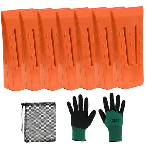 Abibiocy Baumfellschnitz 7pcs 6 Zoll Felling Keile ABS BAME CLETING KED mit Aufbewahrungsbeutel und EIN Paar Handschuhe Impact-resistente Holzsplitterkeil für die Waldwaldwirtschaft von Abibiocy