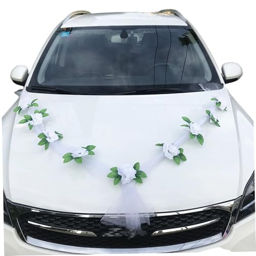 Abibiocy Hochzeitsauto -Dekorationen, Hochzeitsauto -Dekorations -Kit enthält Blumen und Schärpe, künstliche Blumenstrauß für Partyveranstaltungen Abibiocy Hochzeitsauto -Dekorationen, Hochzeitsauto -Dekorations -Kit enthält Blumen und Schärpe, künstliche Blumenstrauß für Partyveranstaltungen von Abibiocy