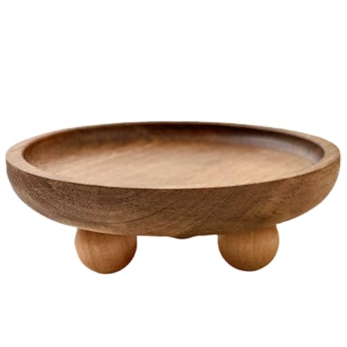 Abibiocy Holzsteiger für Dekor, 5 Zoll runde Holzschale, stilvolle und robuste Sockelständer für Teelicht -Couchtisch Mittelstücke Hausdekoration von Abibiocy