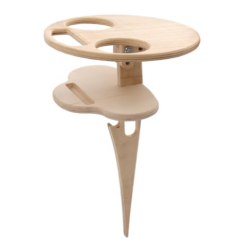 Abibiocy Weintisch im Freien tragbare Picknicktisch Klapptisch Doppelschicht Weinglasregal für Gartenreisen Khaki Outdoor von Abibiocy