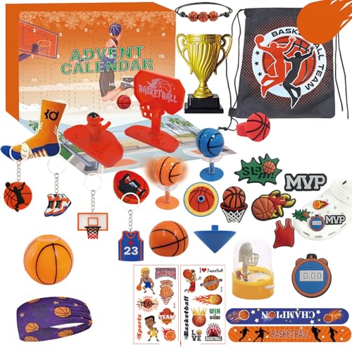 Adventskalender 2025 24PCS Basketball Countdown -Kalender -Basketballzubehör für Teenager Mädchen Boy -Jschristmas Advent 2025 von Abibiocy
