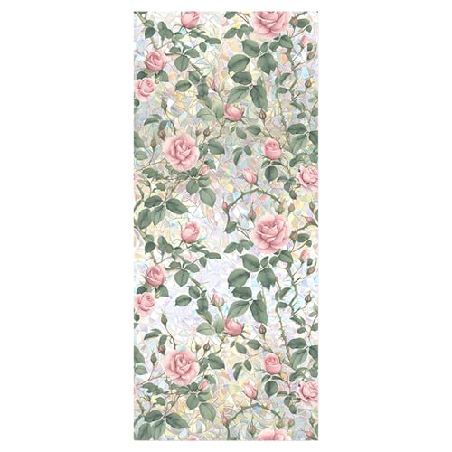 Buntglas Fensterfilm, 17x39 Zoll Sonne blockieren UV -Widerstand PVC Fenster Privatsphäre Film, statische Klammer Rosenblume Buntglasaufkleber für Home Office Kitchen Badezimmer Buntglas Fensterfilm, 17x39 Zoll Sonne blockieren UV -Widerstand PVC Fenster Privatsphäre Film, statische Klammer Rosenblume Buntglasaufkleber für Home Office Kitchen Badezimmer von Abibiocy
