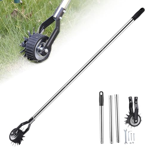 Edger Lawn Tool, 53, 2 Zoll Handbuch Rasen Edger mit 3 Abschnitten Edelstahlgriff, Rotary -Gras -Werkzeug mit Rad, Garten für den Bürgersteig der Landschaftsgestaltung von Abibiocy