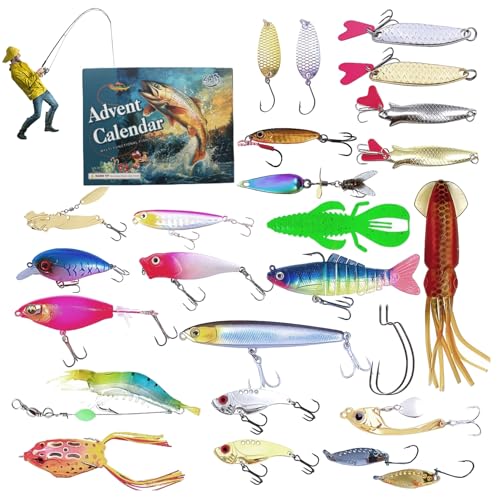 Fischerei Adventskalender 24-tägiger Köder Christmas Advent Kalender 2025 Überraschungen für Fisher Adult Men Teen Boysadvent 2025 von Abibiocy