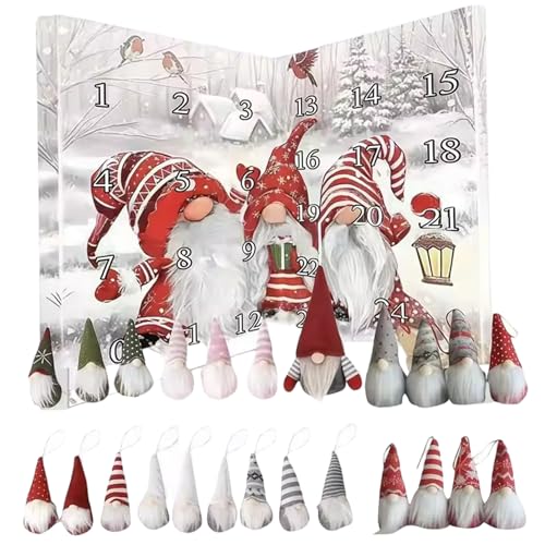 GNOME -Adventskalender 2025 24PCs Sammlerfiguren Advent Kalender Plüsch Gnome Dekorationen für Feiertagsmädchen und Boysgnome von Abibiocy