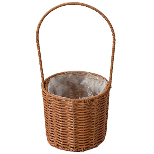 Hanging Blumenkorb, 6x5 Zoll Rattankorb mit Griff, rustikaler Wohnkultur für Blume, Pflanze, allgemeine Haushaltsgegenstände, Picknick Hanging Blumenkorb, 6x5 Zoll Rattankorb mit Griff, rustikaler Wohnkultur für Blume, Pflanze, allgemeine Haushaltsgegenstände, Picknick von Abibiocy