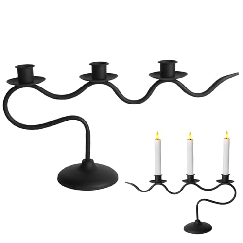 Kerzenständer, 3 Arm Vintage Gusseisen Kerzenhalter, Schwarze Mittelstücke für Tische, Candelabra für Home Cafe Esszimmer Kamin Mantel Kerzenständer, 3 Arm Vintage Gusseisen Kerzenhalter, Schwarze Mittelstücke für Tische, Candelabra für Home Cafe Esszimmer Kamin Mantel von Abibiocy