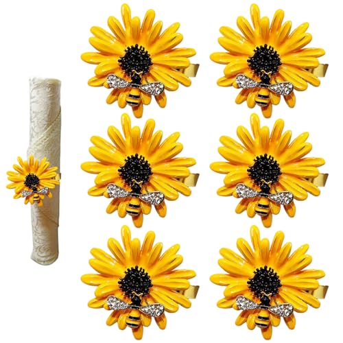 Sonnenblumen Serviettenringe mit Bienen 6 pcs 1, 5 Zoll realistische Blumenservietten -Darmringe plattiert Leichtmetall -Tischdekor für Essen, Bankett, Hochzeit Sonnenblumen Serviettenringe mit Bienen 6 pcs 1, 5 Zoll realistische Blumenservietten -Darmringe plattiert Leichtmetall -Tischdekor für Essen, Bankett, Hochzeit von Abibiocy