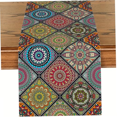 Tischläufer Boho 72 Zoll Langer Couchtisch Läufer mit Gittermustern Tischläufer Boho Zimmer Dekor für Esszimmer Küchenhaus Cafe von Abibiocy