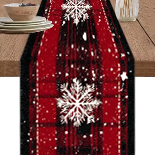 Weihnachtstisch Runner 72x13 -Zoll Schneeflockenplaid -Weihnachtstisch Dekorationen Waschbar dekorative tablerunner für Home küche Esszimmerläufer von Abibiocy