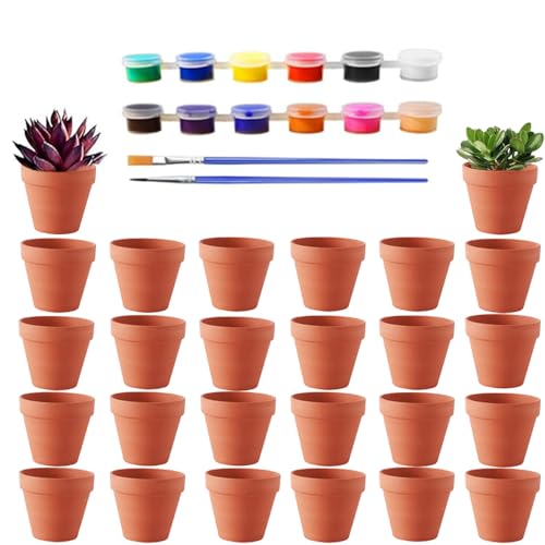 Abiemuce 24 PCS 5 X 5.5 cm Terrakotta Topf, Tontöpfe Klein mit Farben & Pinsel, Kleine Tontöpfe zum Basteln, Mini Terrakotta Tontöpfe mit Abflussloch, Tontopf für Pflanzen für Wohnung und Büro Abiemuce 24 PCS 5 X 5.5 cm Terrakotta Topf, Tontöpfe Klein mit Farben & Pinsel, Kleine Tontöpfe zum Basteln, Mini Terrakotta Tontöpfe mit Abflussloch, Tontopf für Pflanzen für Wohnung und Büro von Abiemuce