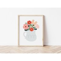 Blumenvase Kunstdruck | Illustration Print, Blumenkunst, Geschenk Für Sie, Blumenliebhaber, Frühlingskunst, Wand von AbigailTheArtistShop