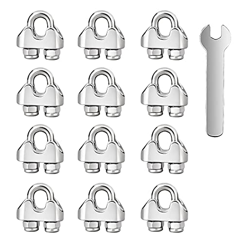 Seilklemmen 12 Stück Drahtseilklemmen 6mm 304 Edelstahl M6 Bügelklemmen mit Kontermuttern Klemme Drahtseil für Stahlkabel Stahldraht Stahlseil (Ø 6 mm) von Abimars