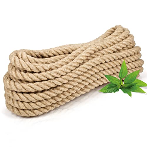 ABIO Juteseil Tau Seil 100% Natur Hanfseil Kordel Jutekordel Deko Dekoration Makramee Garn für Garten Jute Tauwerk Handlaufseil Schiffstau Schnur Paketschnur (20 Meter, 10mm) von Abio