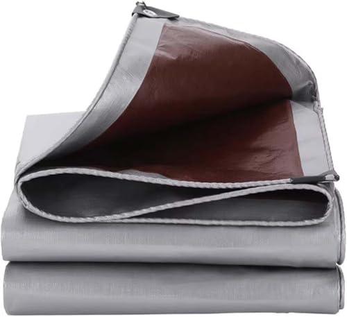 Abio Abdeckplane 4x6m Grau Braun 210g/m² Wasserdicht Plane mit Ösen Tarp Abdeckplane Gewebeplane Schutzplane Zeltplane Bauplane Garten Holz Gartenmöbel Camping Grau Braun 210g/m² 4x6m von Abio