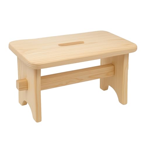 Abio Füßhocker 40x20x20cm Natur Fußbank Fußstütze Nolzhocker Klein Massiv Schemel rustikal Pflanzenhocker Garten Haus Sitzhocker Hocker aus Holz Landhausstil 298/2001 von Abio