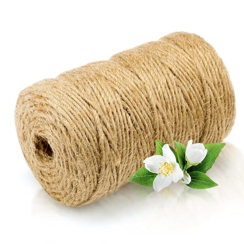 Abio Jute-Schnur 200m 2-3mm Jutegarn Reissfest 100% Natur Jute Kordel Deko Paketschnur Naturfaser Dekoration Verpackung Bindegarn Hanfschnur Spagat Hanfband Juteband (Natur) von Abio