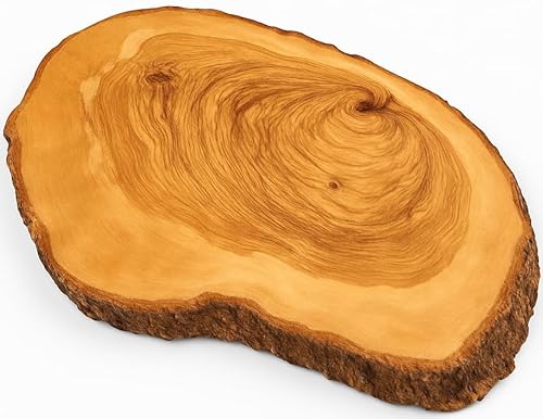 Abio Olivenholzbrett Schneidebrett mit Rinde 25x8-15cm Küchenbrett Holzbrett Küche Holzplatte Küchenbrett Holzschneidebrett Servierplatte Frühstücksbrett 546001 von Abio