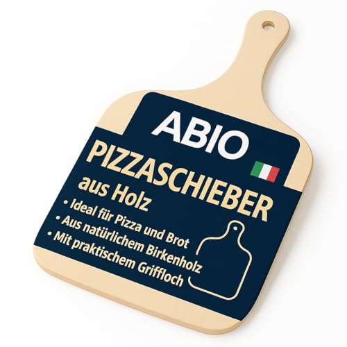 Abio Pizzaschieber 41x30cm Holz Pizzaschaufel Pizzabrett Brotbrett Flammkuchenbrett Servierbrett für Pizzastein Schneidebrett Backofen und Grill 11/18001 von Abio