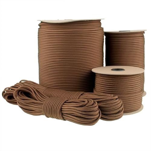 Abio Paracord 550 4mm 50m Nylon Seil Schnur Nylonschnur für Armbänder Abspannseile Camping Rope Wäscheleine Maurerschnur Zeltschnur für Army Ternnetz Survival Kit Ausrüstung Chocolate #178 4mm 50m von Abio