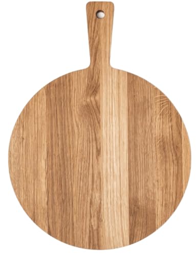Schneidebrett Holz Holzbrett Küche Holzschneidebrett Küchenzubehör Groß und Klein Brotbretter und Servierbretter Wooden Cutting Board (Eiche Pizzabrett mit Griff, 39,5x29x2cm) von Abio