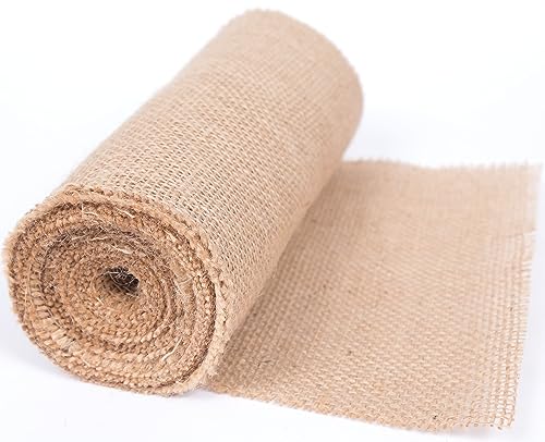 Tischläufer Jutestoff 10cm x 10m Juteband Jute Rolle für Hochzeitsdeko Tischdeko Natur Boho Deko Vintage Haus Zimmer Garten Dekoration Stoff Meterware Tischdecke Natur, 10cm x 10m von Abio