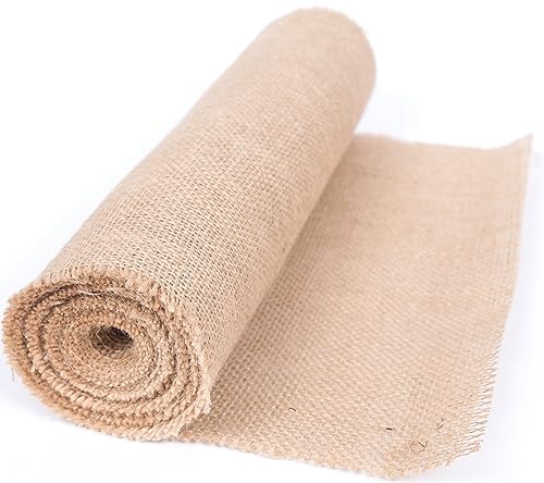 Tischläufer Jutestoff 10cm x 1m Juteband Jute Rolle für Hochzeitsdeko Tischdeko Natur Boho Deko Vintage Haus Zimmer Garten Dekoration Stoff Meterware Tischdecke Natur, 10cm x 1m von Abio