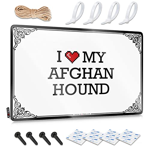 Abipuir Blechdekor I Love My Afghan Hound Blechschild Mancave Zubehör Männer Bar Stuff für Männerhöhle (Farbe: Farbe, Größe: 30 x 40 cm) von Abipuir