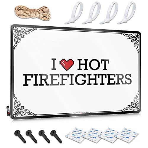 Abipuir Blechschilder für Garage, I Love Hot Firefighters, Blechschild, Badezimmer, Wandkunst, einzigartige Heimdekoration (Farbe: Farbe, Größe: 20 x 30 cm) von Abipuir