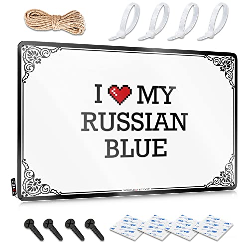 Abipuir Blechschilder für Männerhöhle I Love My Russian Blue Blechschild Lustige Jagdgeschenke Blech-Wanddekoration (Farbe: Farbe, Größe: 20 x 30 cm) von Abipuir