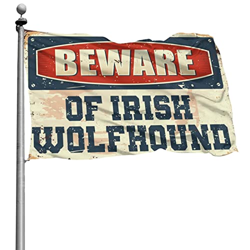 Abipuir Coole Flagge, Aufschrift "Beware of Irish Wolfhound", für Mädchen-Schlafsaal, Größe: 120 x 180 cm von Abipuir