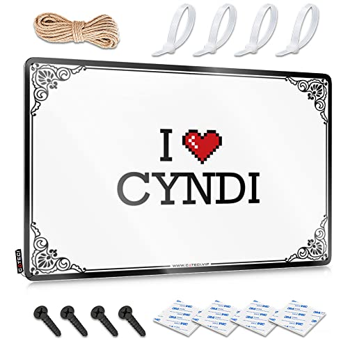 Abipuir Garagen-Blechschild I Love Cyndi Blechschild Spielzimmermöbel Kellerdekor (Farbe: Farbe, Größe: 20 x 30 cm) von Abipuir