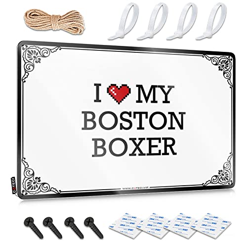 Abipuir Garagen-Blechschild I Love My Boston Boxer Blechschild Spielzimmermöbel Kellerdekor (Farbe: Farbe, Größe: 20 x 30 cm) von Abipuir