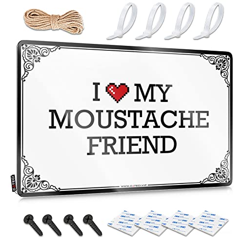 Abipuir Garagen-Blechschild I Love My Moustache Friend Blechschild Spielzimmermöbel Kellerdekor (Farbe: Farbe, Größe: 20 x 30 cm) von Abipuir