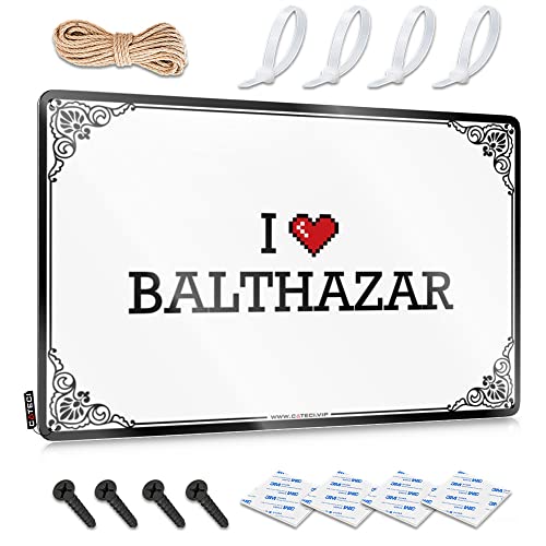 Abipuir Garagenschilder für Männer, Vintage, I Love Balthazar, Blechschild, Büro, Blechschild, Tiki-Bar für Außenterrasse (Farbe: Farbe, Größe: 20 x 30 cm) von Abipuir