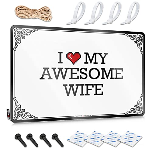Abipuir Lustige Barschilder für Zuhause, Bar, "I Love My Awesome Wife", Blechschild für Zimmer, coole Sachen für Ihr Zimmer (Farbe: Farbe, Größe: 20 x 30 cm) von Abipuir