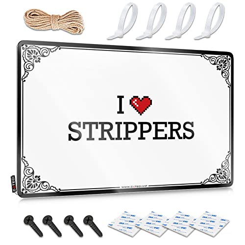 Abipuir Lustige Barschilder für Zuhause, Bar, "I Love Strippers", Blechschild für Zimmer, coole Sachen für Ihr Zimmer (Farbe: Farbe, Größe: 20 x 30 cm) von Abipuir