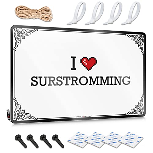 Abipuir Lustige Straßenschilder I Love Surstromming Blechschild Warnschilder für Schlafzimmer Schreibtisch Dekor für Männer (Farbe: Farbe, Größe: 20 x 30 cm) von Abipuir