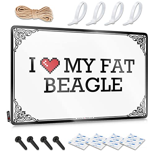 Abipuir Lustige Warnschilder I Love My Fat Beagle Blechschild Vintage Dekor Bar Spiegel für Männerhöhle (Farbe: Farbe, Größe: 30 x 40 cm) von Abipuir